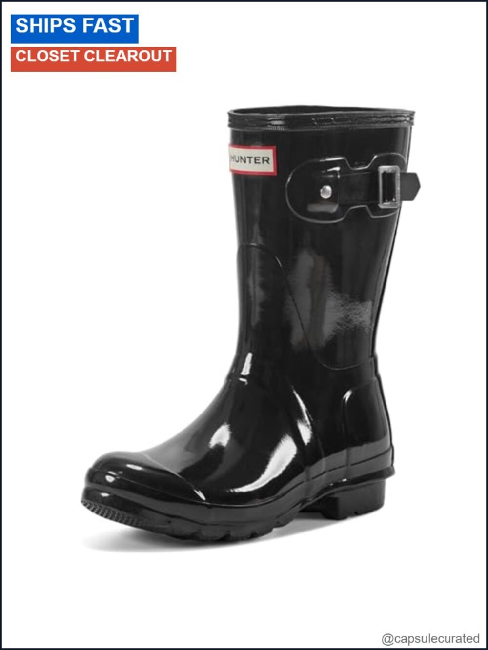 Waterproof Women's Mid-Calf Rain Boots Rubber Pull-On Gloss